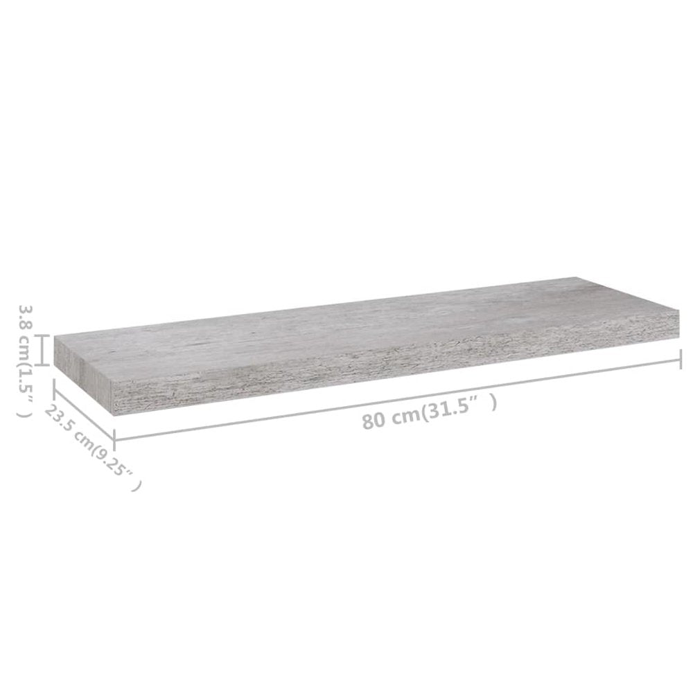 Wall Shelf Set of 2 Concrete grey Honeycomb MDF, metal Large