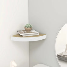 Wall Corner Shelf Oak and White Honeycomb MDF, metal Compact