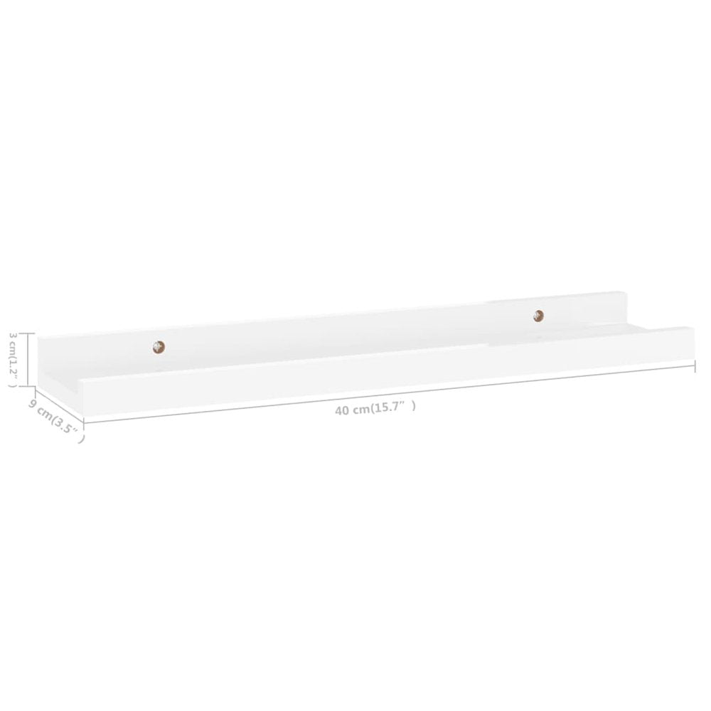 Wall Shelf Set of 2 High gloss white MDF 15.7x3.5x1.2 in