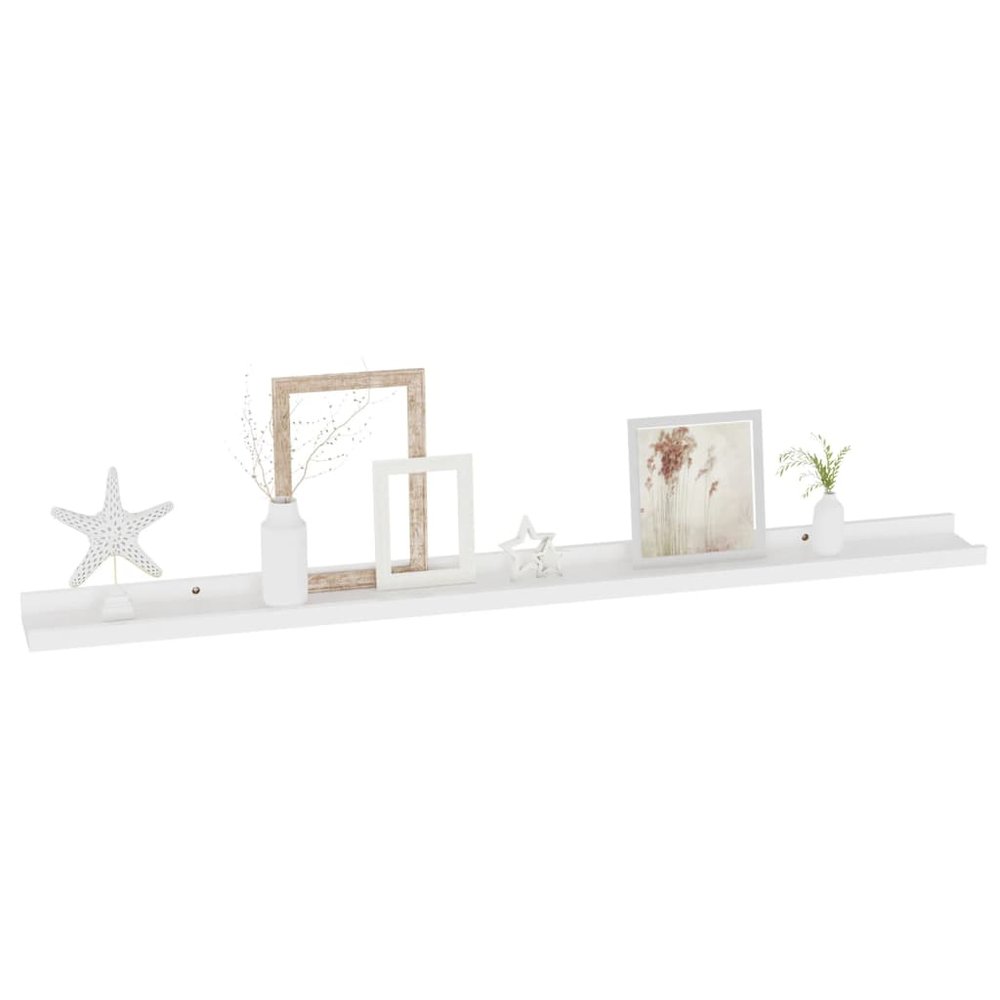 Wall Shelf Set of 2 White MDF Medium Wall mounting Wall Shelf