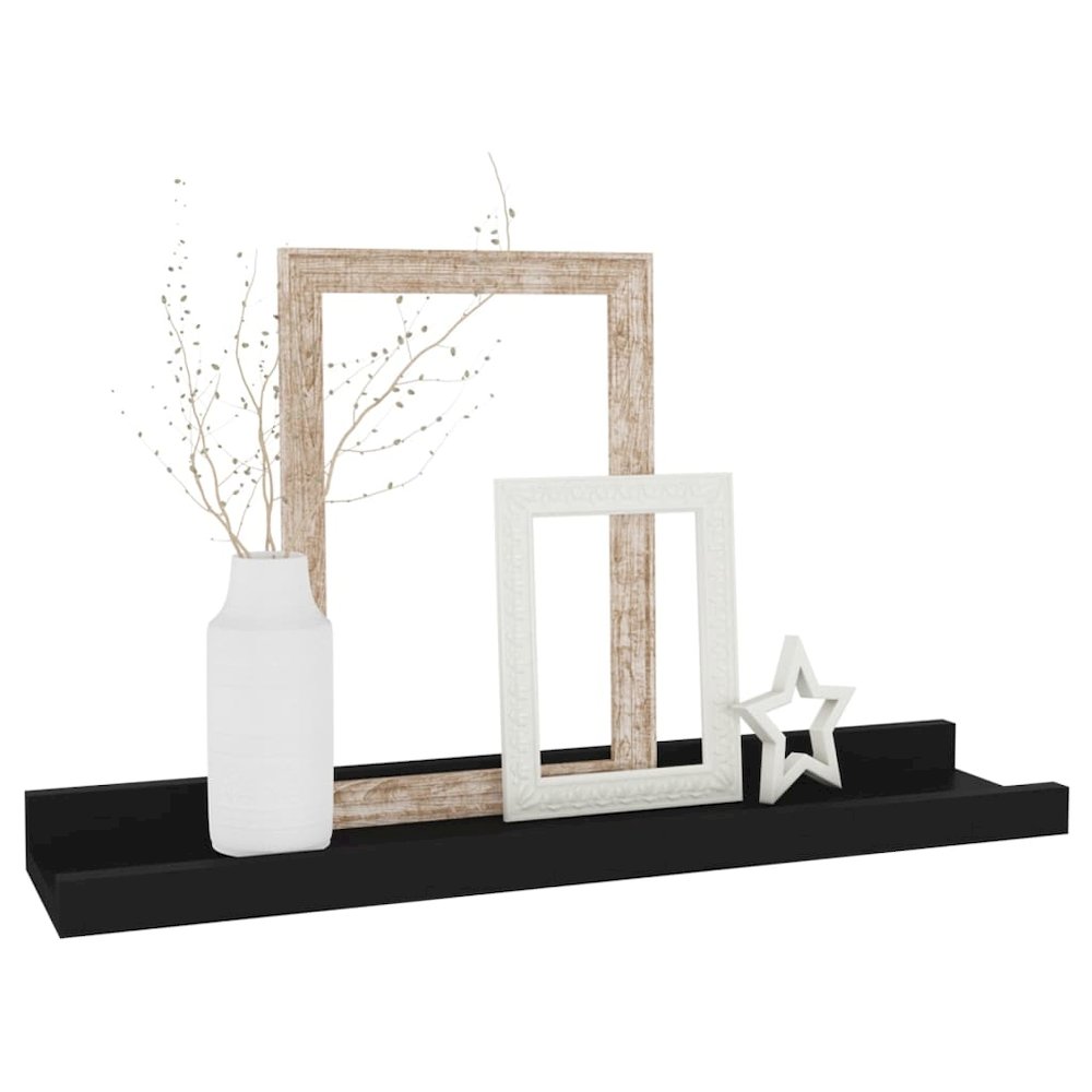 Wall Shelf Set of 4 Black MDF Medium Wall mounting Wall Shelf