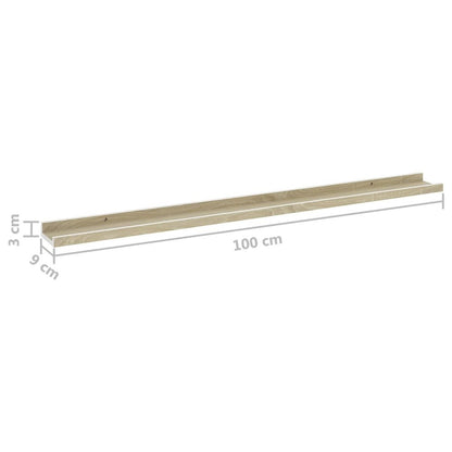 Wall Shelf Set of 2 White and sonoma oak