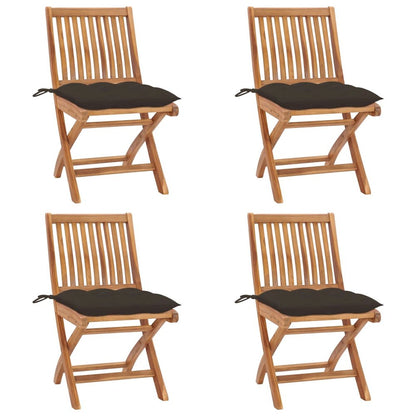 Patio Chair Set of 4 Teak Teak wood, Polyester Standard