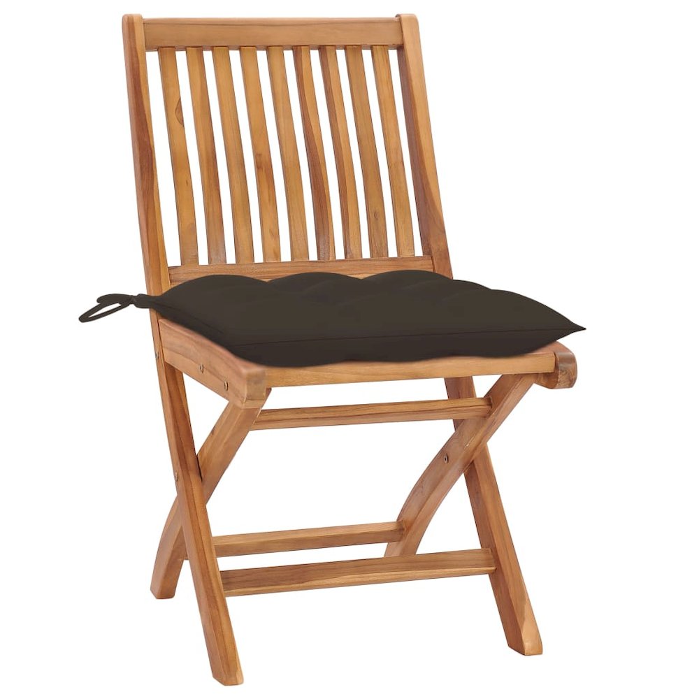 Patio Chair Set of 4 Teak Teak wood, Polyester Standard