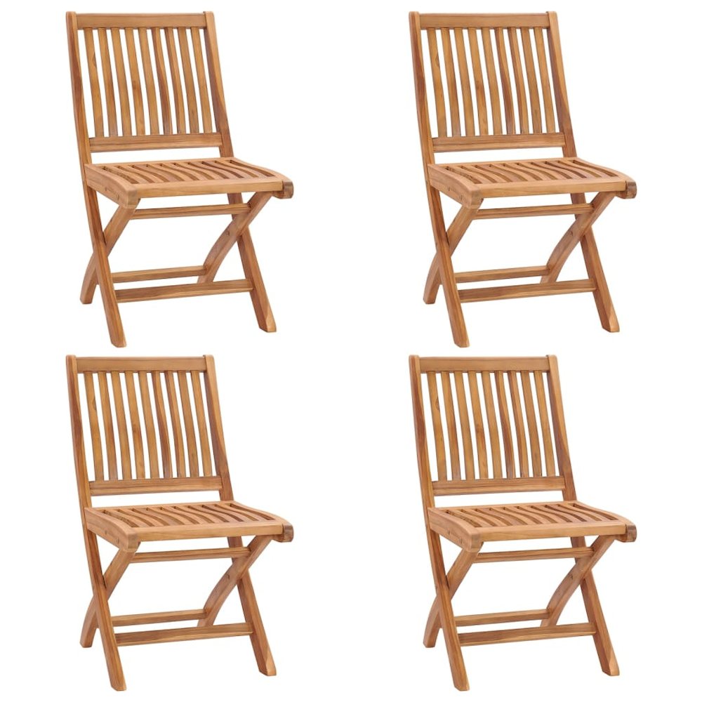 Patio Chair Set of 4 Teak Teak wood, Polyester Standard
