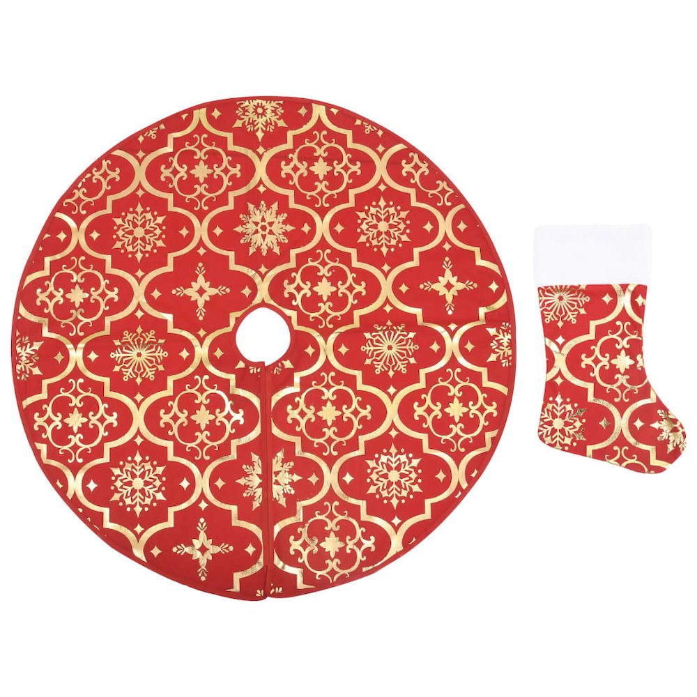 Christmas Tree Skirt Red 100% polyester Large Foldable