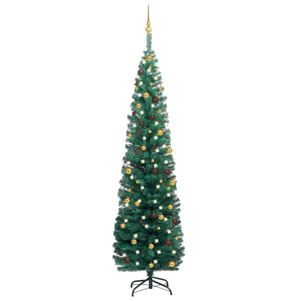 Artificial Christmas Tree Green PVC, Steel, Plastic Slim