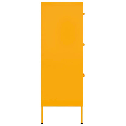Drawer Cabinet Mustard Yellow Steel Medium Ball-Bearing