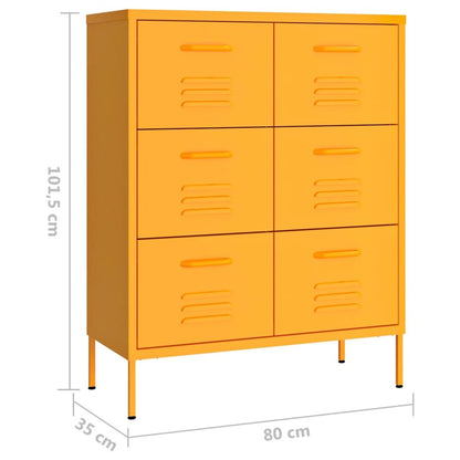 Drawer Cabinet Mustard Yellow Steel Medium Ball-Bearing