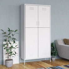Wardrobe White Steel Medium Height-Adjustable Shelves Wardrobe