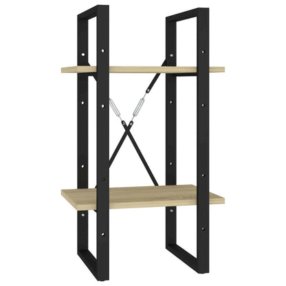 Book Cabinet Sonoma Oak, Black Engineered Wood, Metal Compact