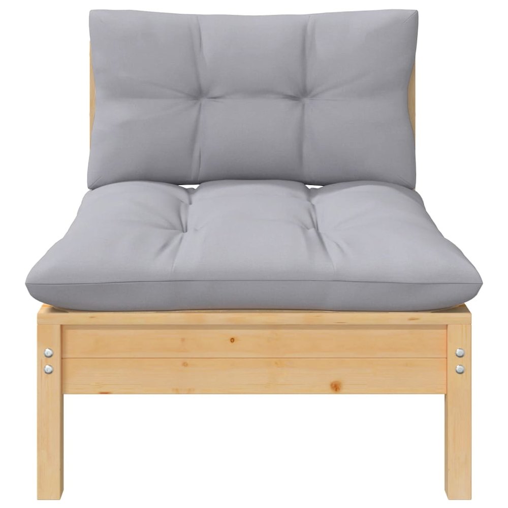 2-seater Garden Sofa Set of 2 Grey, Pine