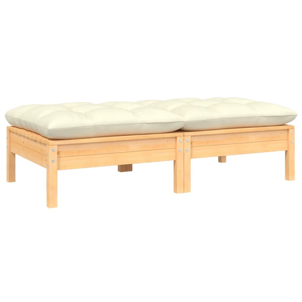 2-seater Garden Sofa Set of 2 Cream, Light Wood