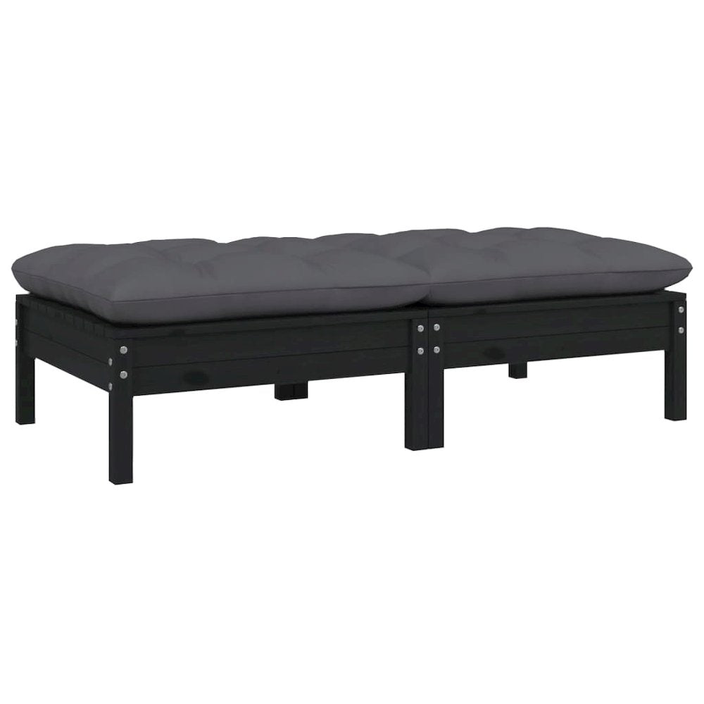 2-seater Garden Sofa Set of 2 Black
