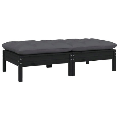 2-seater Garden Sofa Set of 2 Black