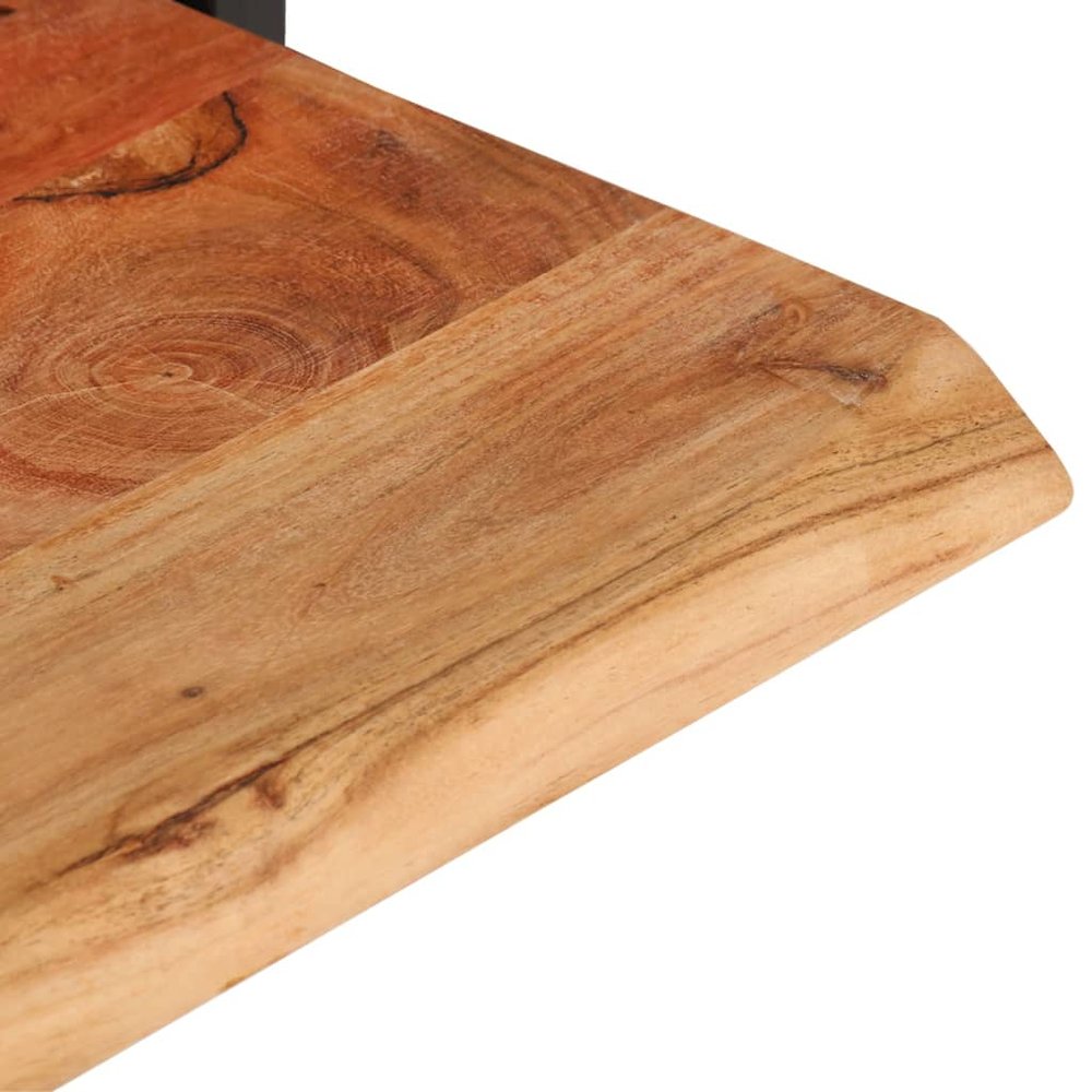 Wall Shelf Set of 2 Natural wood and black