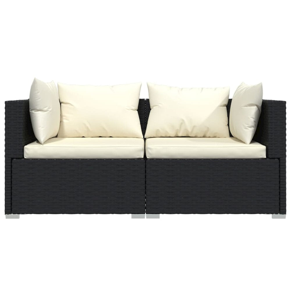 2-seater Sofa Black, Cream PE rattan