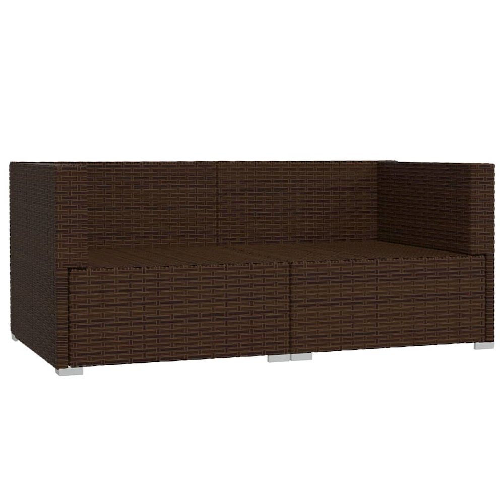 2-seater Sofa Brown Poly Rattan with Cinnamon Red Cushions