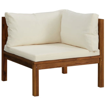 Garden Lounge Set Cream, Natural Wood