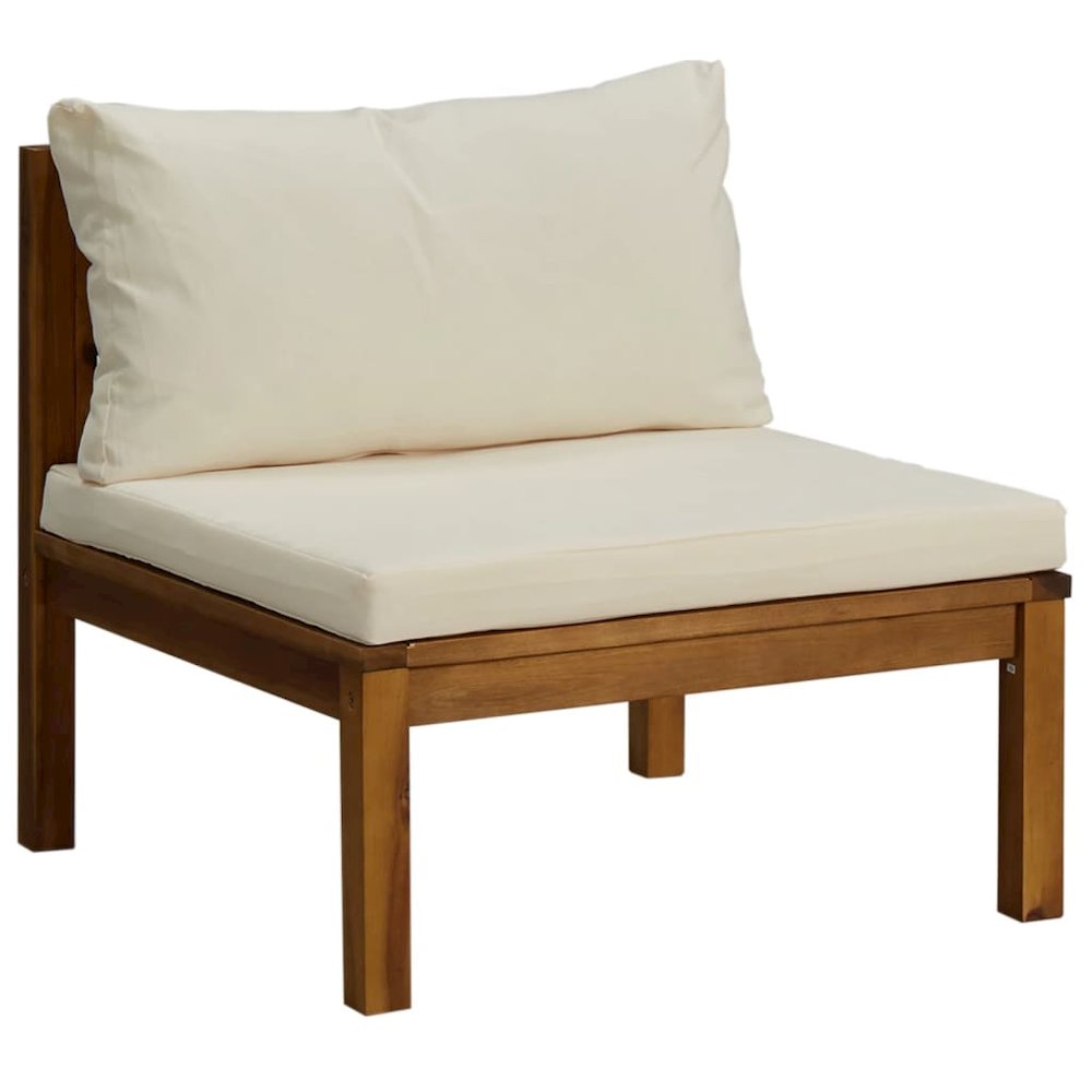 Garden Lounge Set Cream, Natural Wood