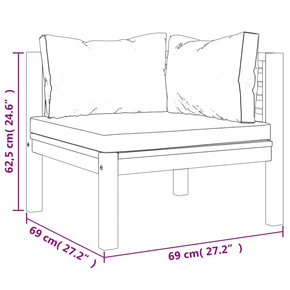 Garden Lounge Set Cream, Natural Wood