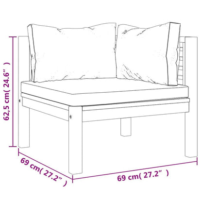 Garden Lounge Set Cream, Natural Wood