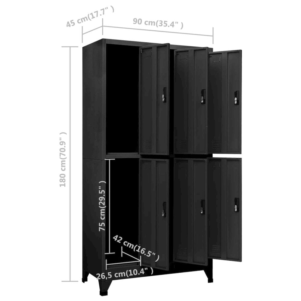 Locker Cabinet Anthracite Steel 35.4 x 17.7 x 70.9 in
