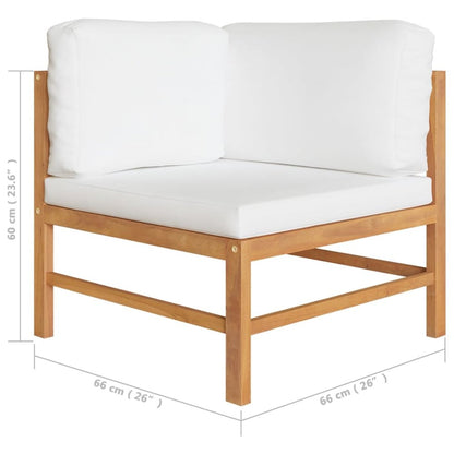 2-seater Garden Sofa Cream Teak wood, Polyester fabric Medium