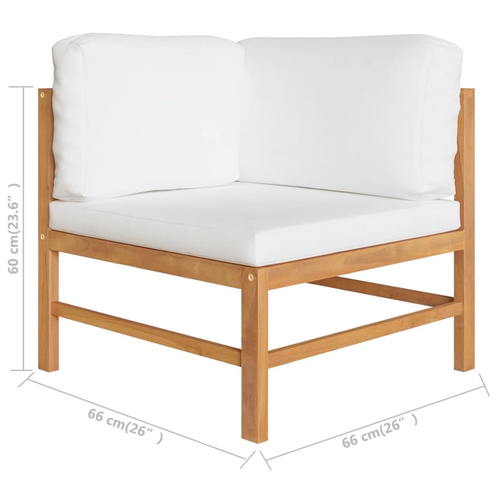3-seater Garden Sofa Cream, Teak Wood