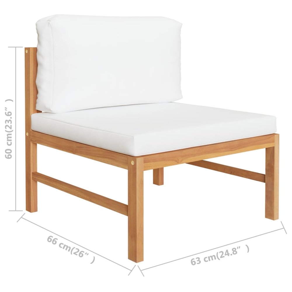 3-seater Garden Sofa Cream, Teak Wood