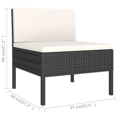 Garden Lounge Set Black PE rattan Large Modular