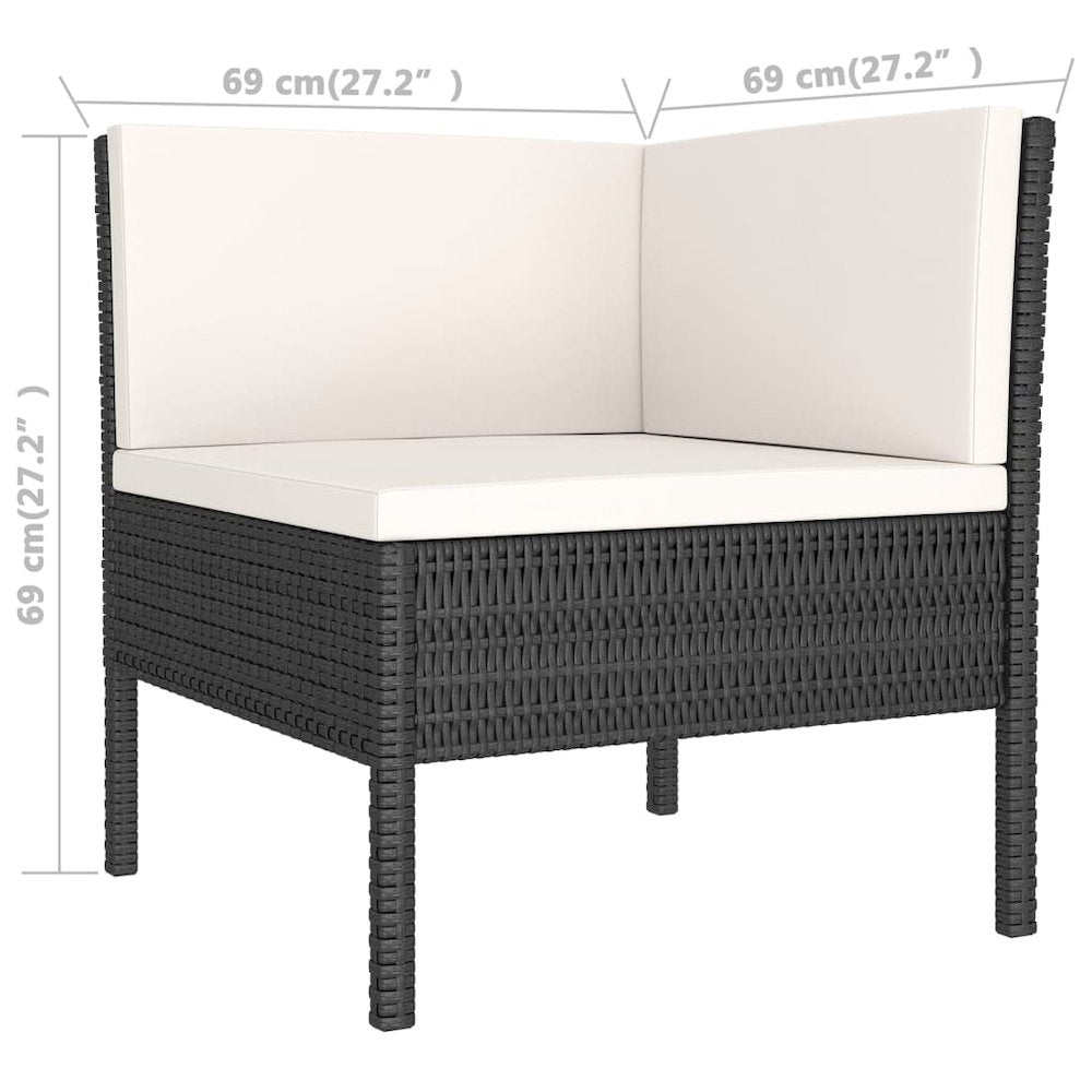 Garden Lounge Set Black PE rattan Standard Modular