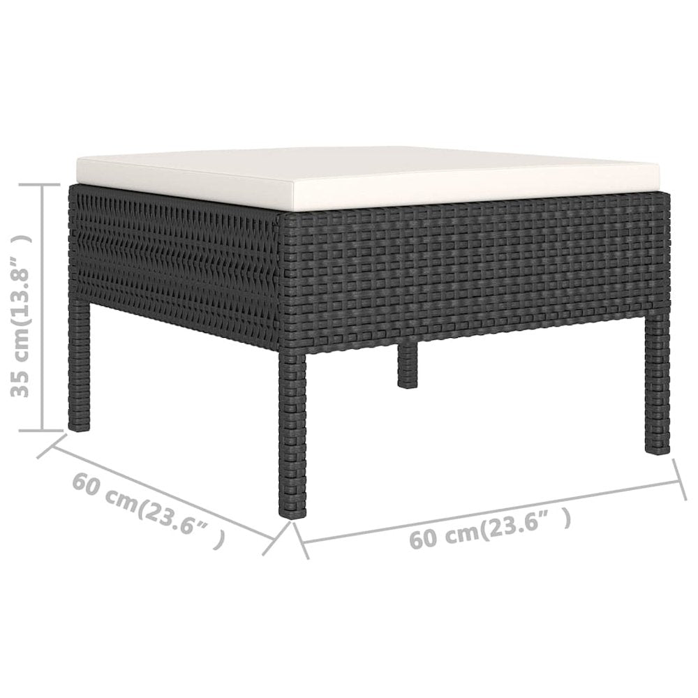 Garden Lounge Set Black, Cream White