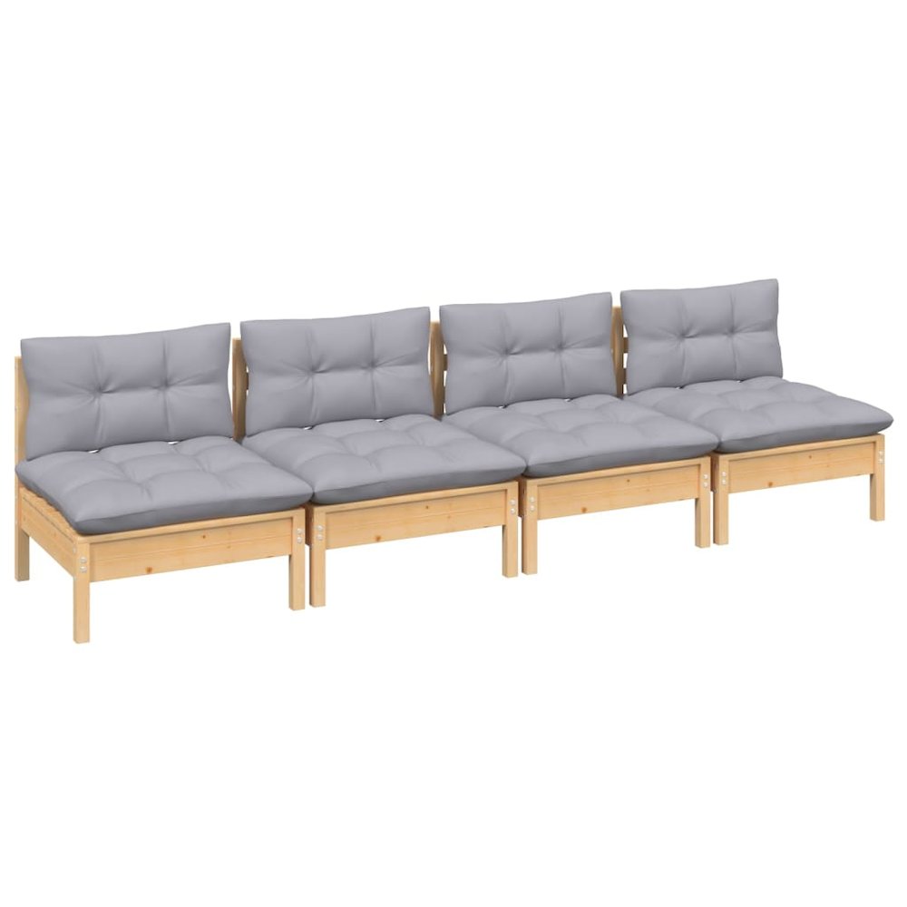 4-seater Garden Sofa Pinewood and Grey
