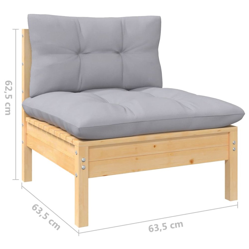 4-seater Garden Sofa Pinewood and Grey