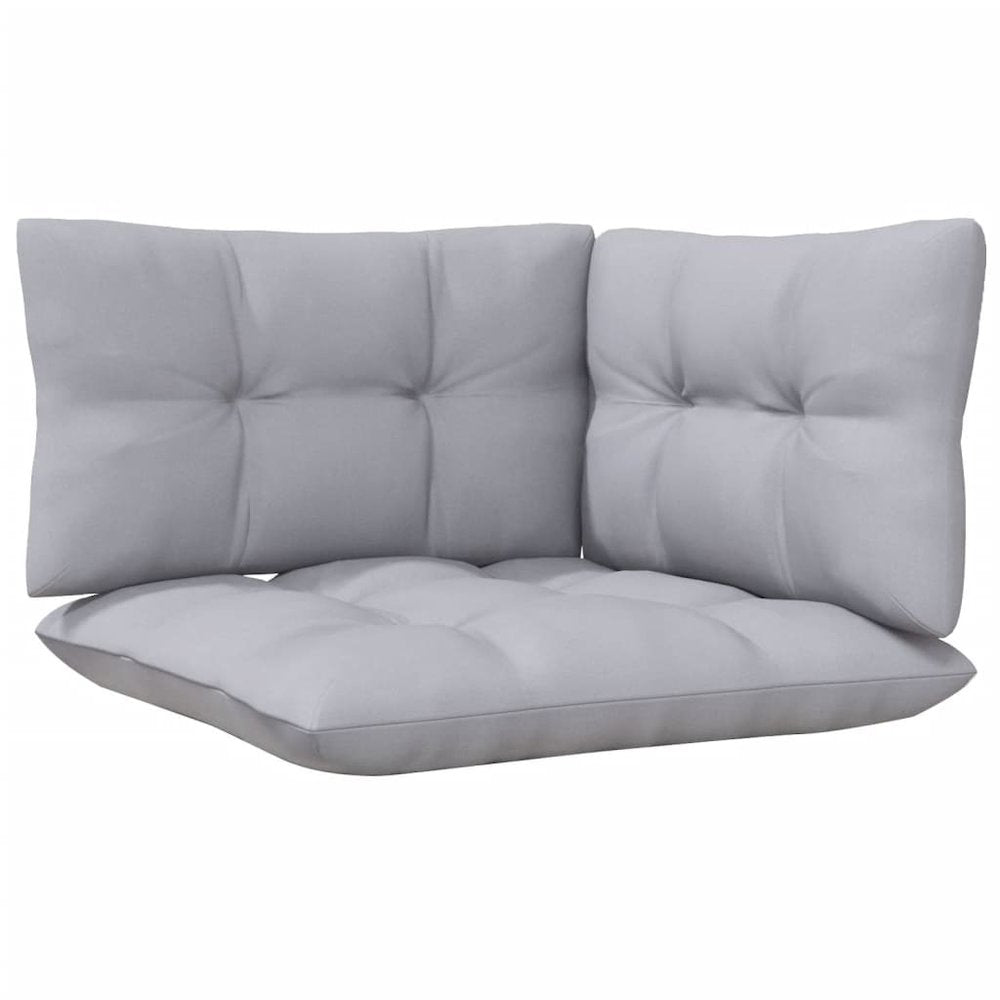 Garden Lounge Set Grey, Natural Wood Solid Pinewood, 100% Polyester