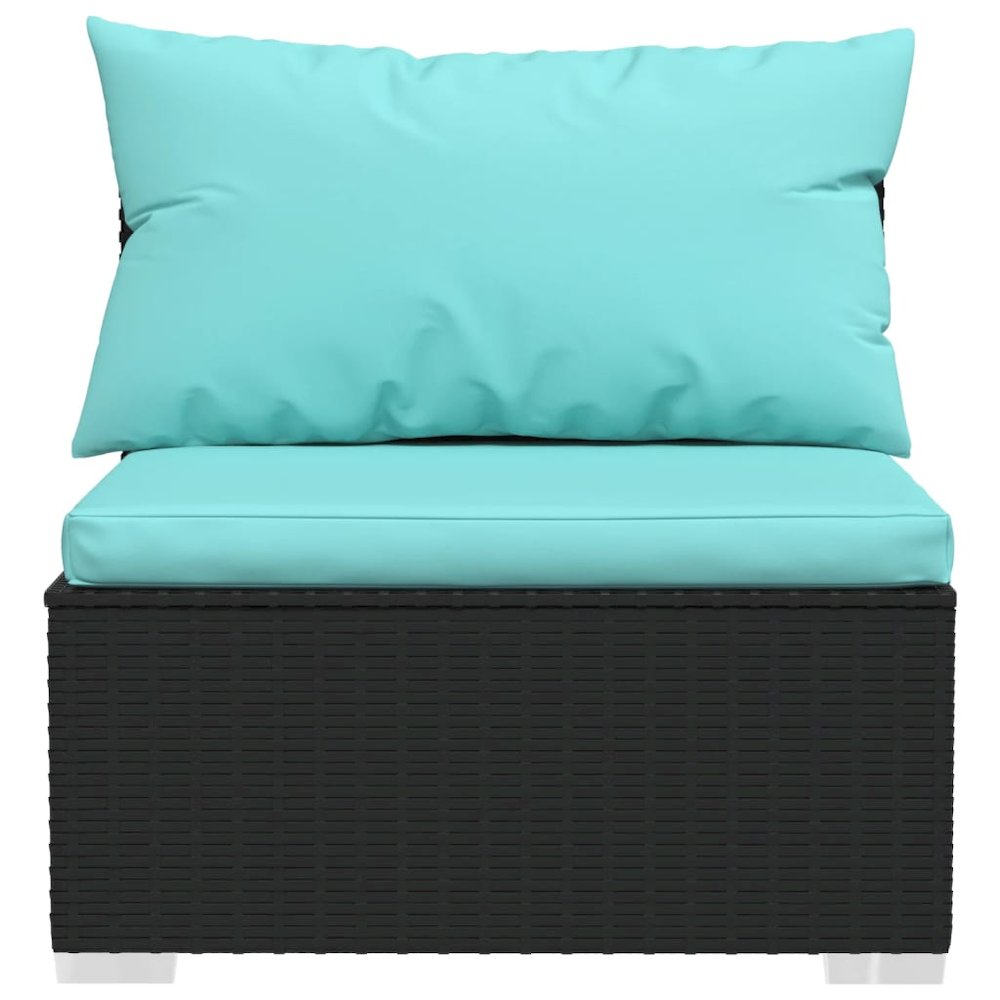 Garden Lounge Set Black and Water Blue