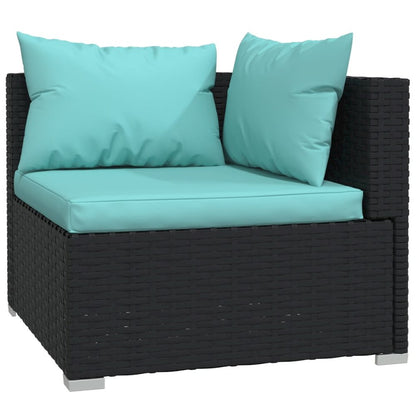 Garden Lounge Set Black and Water Blue