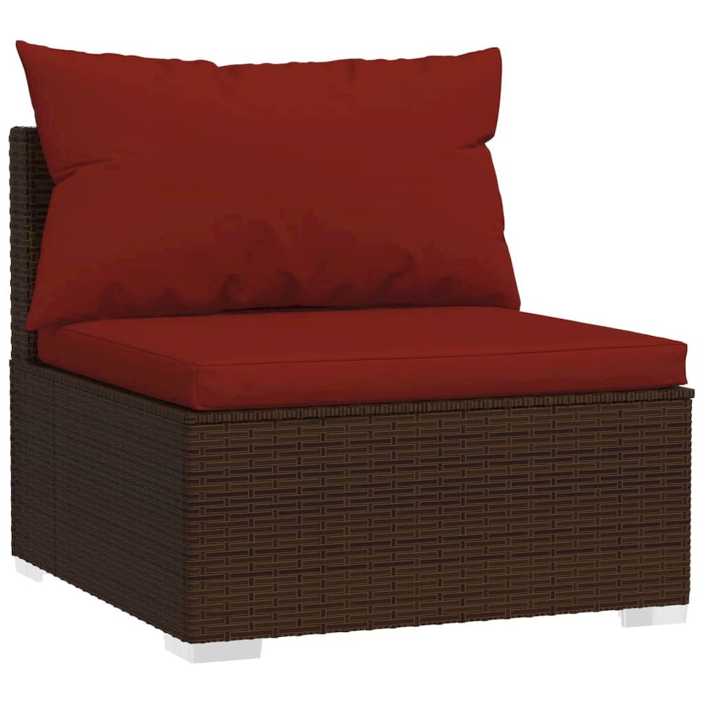 11 Piece Patio Lounge Set with Cushions Brown Poly Rattan
