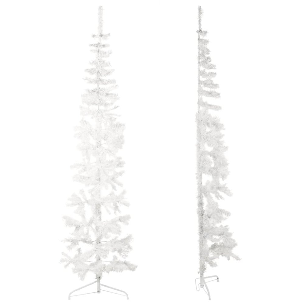 Artificial Half Christmas Tree White PVC Slim Decorative Inlays