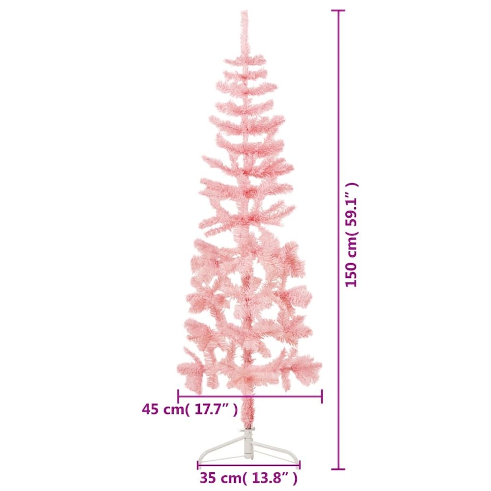 Artificial Half Christmas Tree Pink PVC Slim