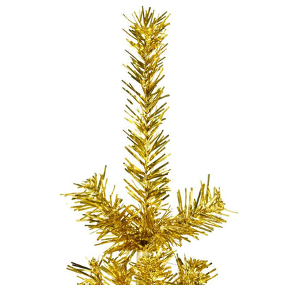 Artificial Half Christmas Tree Gold PVC, Steel Slim, Space-Saving