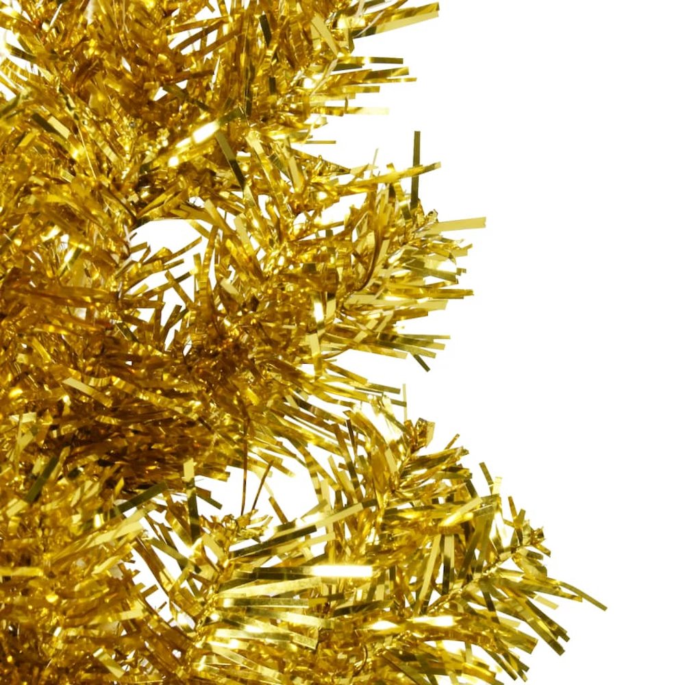 Artificial Half Christmas Tree Gold PVC, Steel Slim, Space-Saving