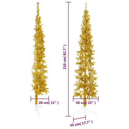 Artificial Half Christmas Tree Gold PVC, Steel 7 ft tall