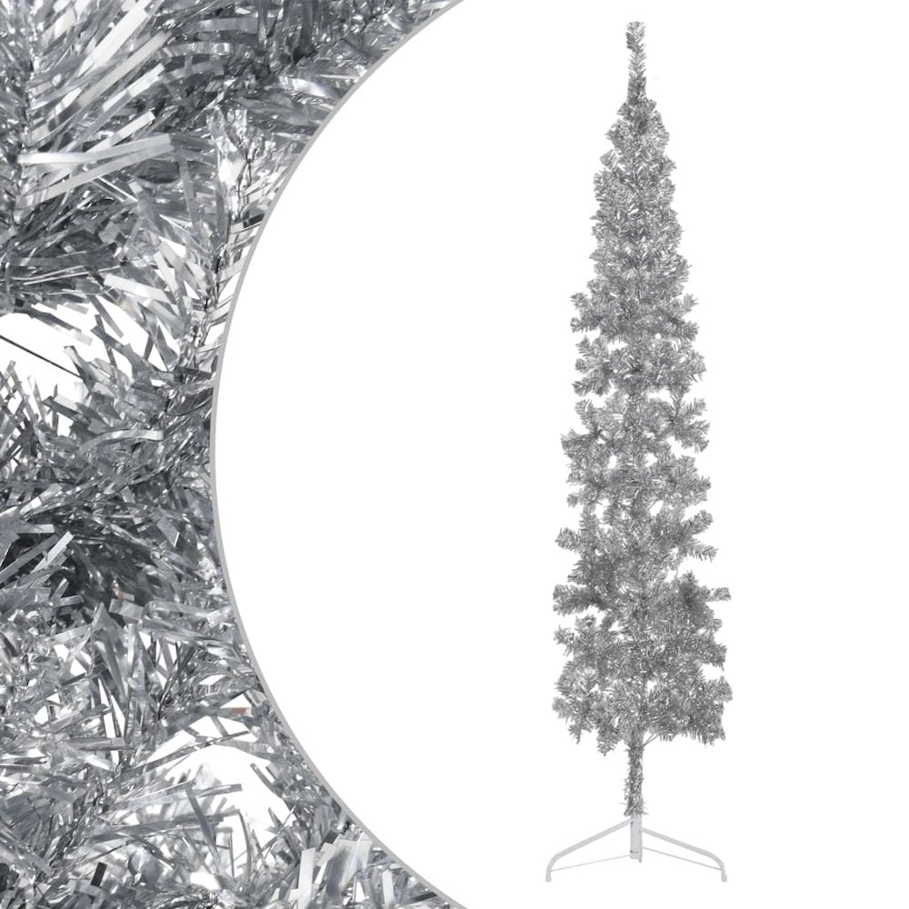 Artificial Half Christmas Tree Silver PVC, Steel Extra Tall
