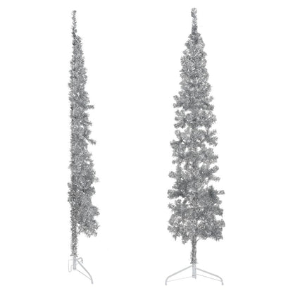 Artificial Half Christmas Tree Silver PVC, Steel Extra Tall