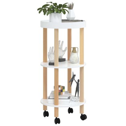 3-tier Trolley White 15"x15"x32.3" Engineered Wood&Solid Wood Pine