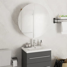 Bathroom Cabinet Oak, White Engineered wood, Glass, PVC, Copper