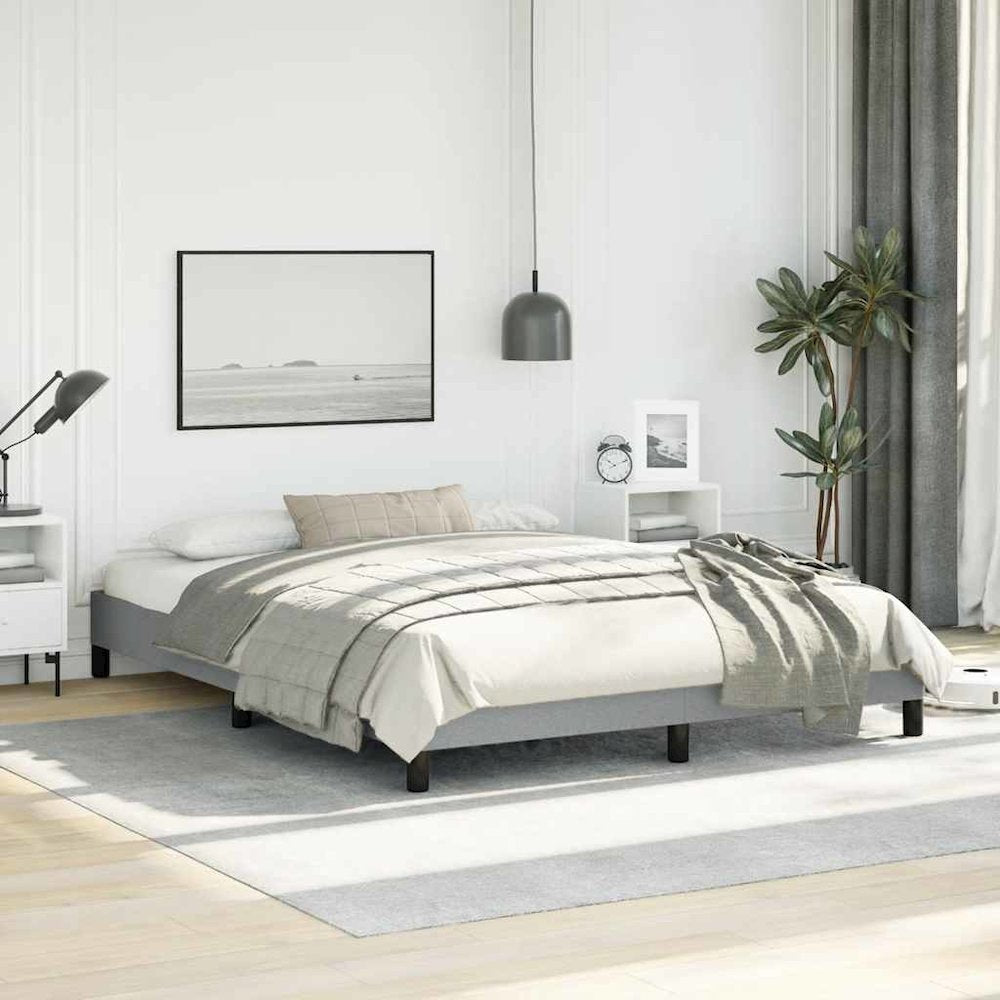 Bed Frame Light gray Polyester Queen Bed Frame Rectangular