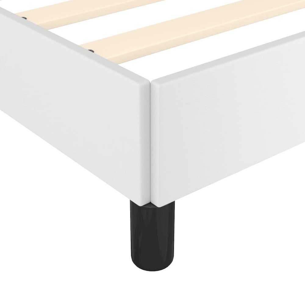 Bed Frame White Faux leather, plywood, engineered wood King